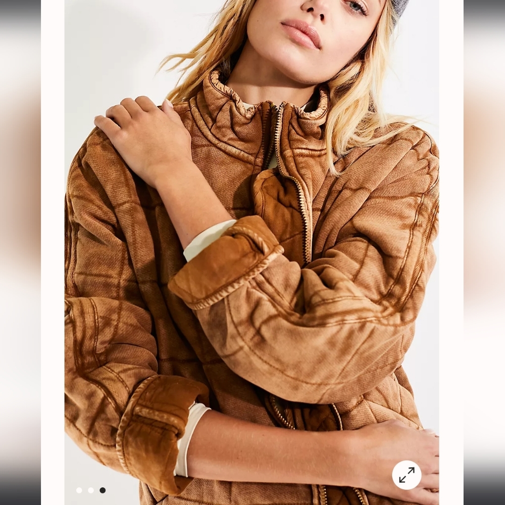 Free People Dolman Quilted Knit Jacket NWT Toasted Coconut Size Large